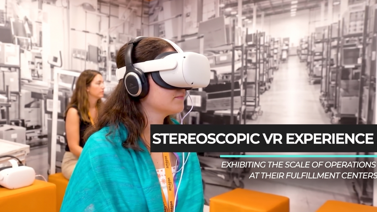 Stereoscopic VR experience showcasing Amazon fulfilment centre operations